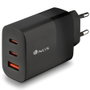 NGS BUD65W Cargador de Pared GaN 65W con 2 USB-C y 1 USB-A, Negro